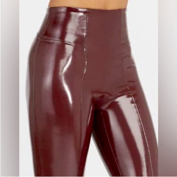 SPANX Medium Regular Leggings Faux Leather Patent Leggings in Ruby NWT - Picture 9 of 11